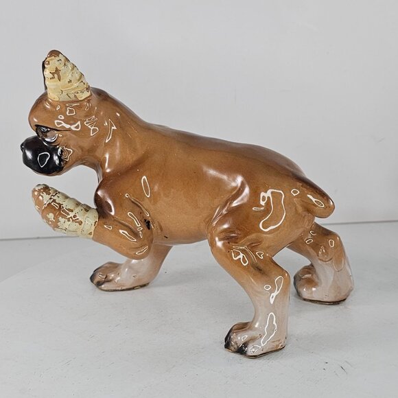 Vintage Ceramic Boxer Dog Figurine Injured Sad Puppy *Chipped* - Picture 2 of 9